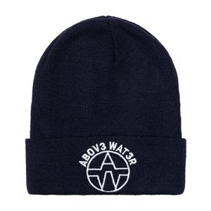 Above Water Navy Blue Knitted Beanie White Logo